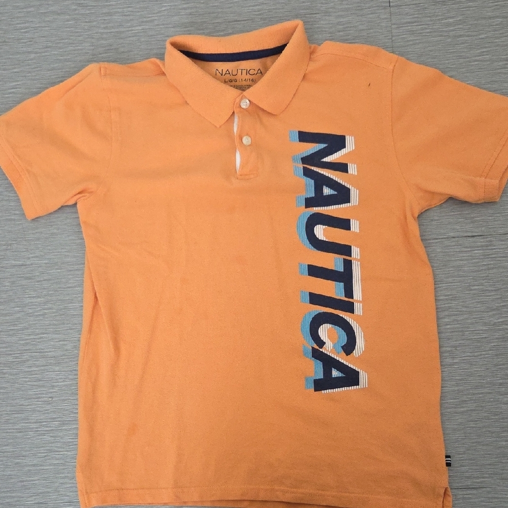 Nautica Orange Polo Shirt with Navy Logo
